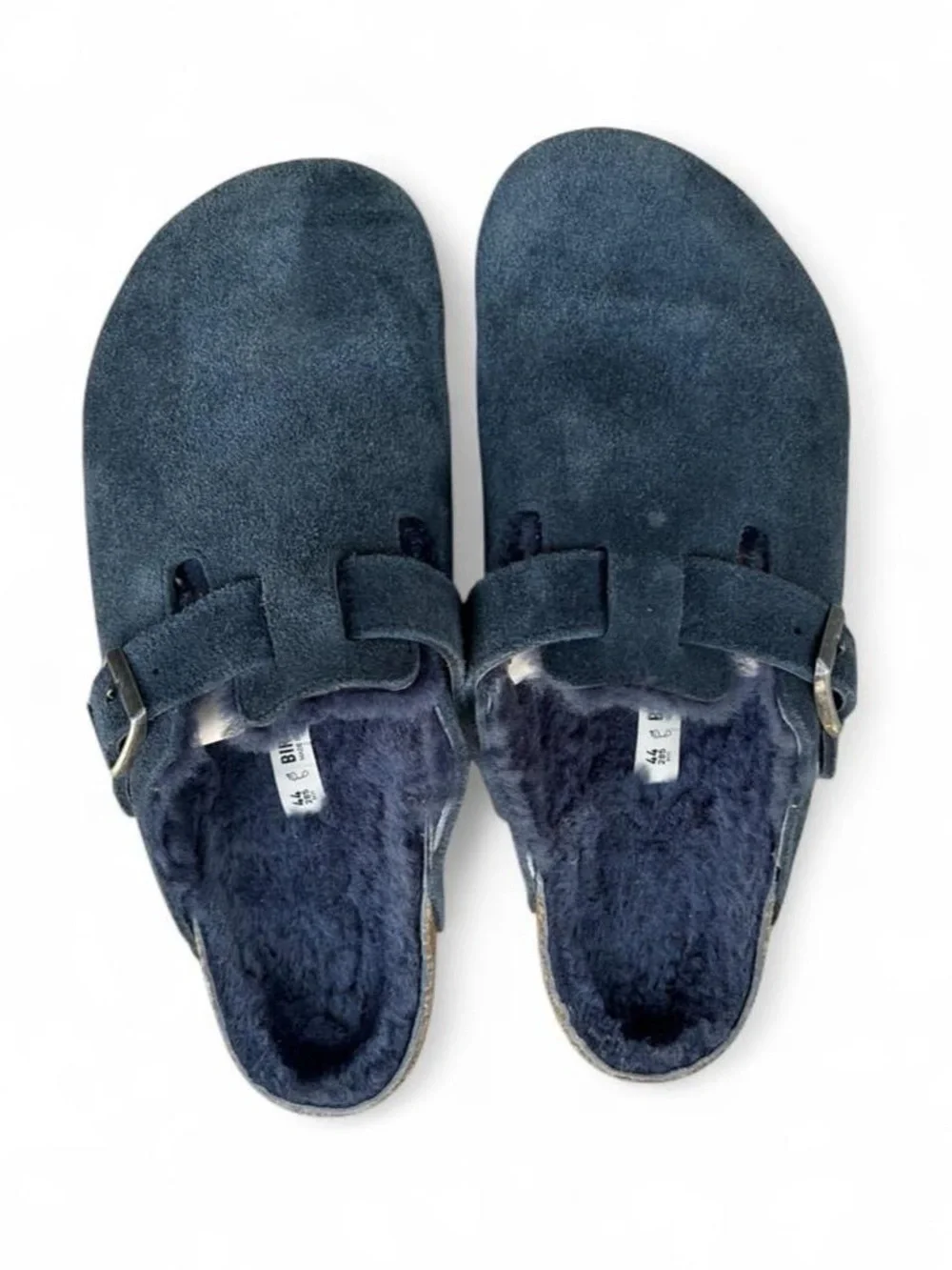 Birkenstock Boston Shearling Midnight Navy Suede Clogs EU 44 US Men's 11 Regular